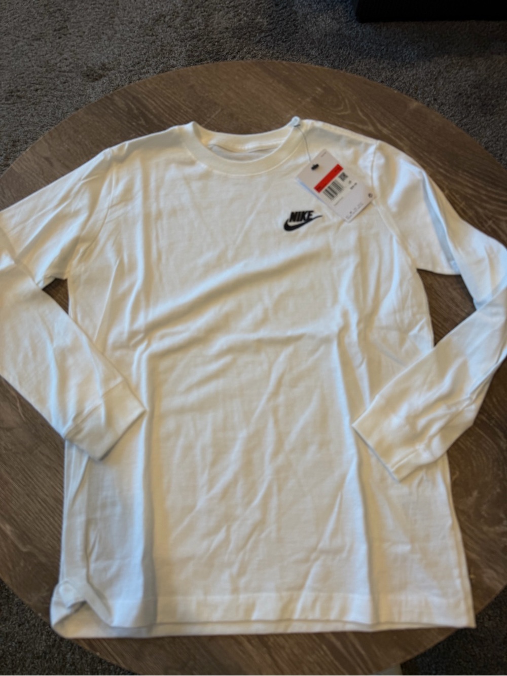 Brand New Nike Boy’s Long-Sleeve White Logo T-Shirt